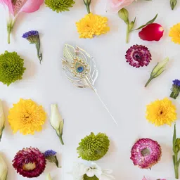 morel Peacock Feather Designe Tilak Stick for Tilak Ceremony 3PC Silver image 2