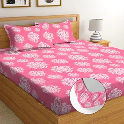 lathwal crations Cotton King Fitted (Elastic) 244 TC Printed Bedsheet-picture-13