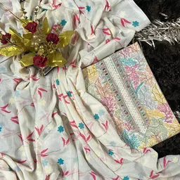 ejs Unstitched Pure Cotton Salwar Suit Material Floral Print-picture-28