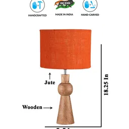 new era Orange Jute table lamp with Wood Natural base (7X18.25 inches) image 4