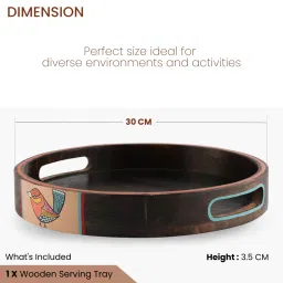 vareesha Chiraiya Hand Painted Gond Art Mango Wood Round Tray image 2