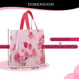 heart home PVC Gulab Bags for Lunch-Grocery-Shopping|Pack of 30|Pink Pack of 30 Grocery Bags image 3