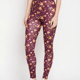 Floral Print Women Purple Tights-image-12