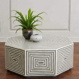 casagold Hexagon Bone Inlay Coffee Table In Grey Colour image 1