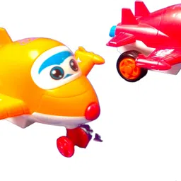 caught trendy Combo Of 2 Cute Character Pull & Push Go Back Transforming into Battle Aeroplane image 4