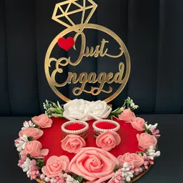 vissera Just Engaged Ring Platter for Engagement Ceremony Wood Decorative Platter-picture-12
