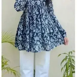 kyc-gg Women Printed Pure Cotton Cape Top Kurta image 3