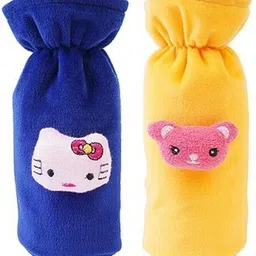 mw prints Soft Plush Stretchable Baby Feeding Bottle Cover Easy to Hold Strap With Cute Animated Cartoon| Suitable for 130-250 Ml Feeding Bottle(Dark Blue-Yellow)-picture-11