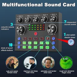 mocking bird V8S Live Sound Card Audio Interface with DJ Mixer for Studio Recording Youtube Digital Sound Mixer image 4