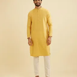 Manyavar Floral Embroidered Thread Work Mandarin Collar Straight Kurta With Pyjama-picture-16