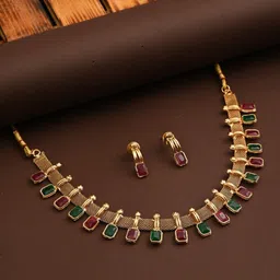 Anvik Gold-Plated Stone-Studded Jewellery Set image 1