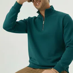 Try This Mens Green High Neck Long Sleeves Sweatshirt-image-26