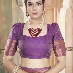 DIVASTRI Woven Design Zari Silk Blend Kanjeevaram Saree image 4