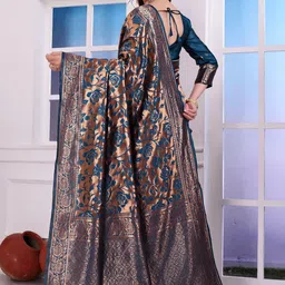 VASTRAAVEDAA Floral Zari Art Silk Handloom Banarasi Saree image 2