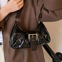 LULU & SKY Women Solid Structured Buckle Detail Shoulder Bag-picture-17