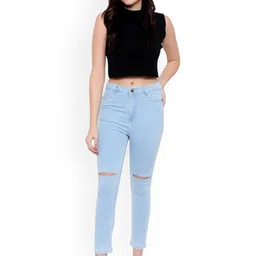 God's Club Women Straight Fit High-Rise Highly Distressed Jeans-picture-19