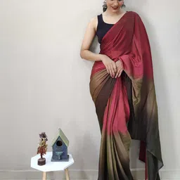 DIVASTRI Women Ombre Satin Ready to Wear Saree image 2