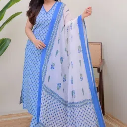 SSART Ethnic Motifs Printed V-Neck Kurta With Trousers & Dupatta-picture-15