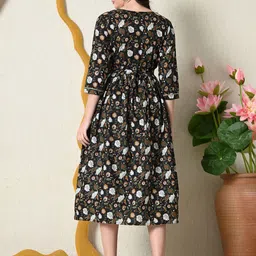 SILAKIVA Floral Printed Round Neck Maternity Anarkali Kurta image 2