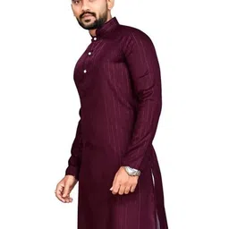 AWM Men Cotton Solid Straight Kurta image 3