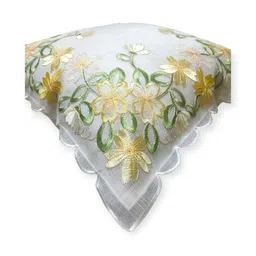 MONKDECOR Yellow & Green Floral Embroidered Square Cushion Covers image 2