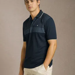 Louis Philippe Men Geometric Printed Polo Collar T-shirt image 2