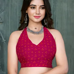 THE FASHION ATTIRE TIARAA Geometric Bandhani Printed Chiffon Saree With Blouse image 2