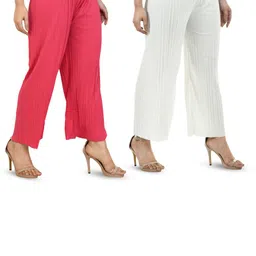 Brainbees Women Pack of 2 Crepe Palazzos-image-64