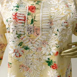 Vineshaa Be You For You Floral Embroidered Thread Work Pure Cotton Thread Work Kurti image 2