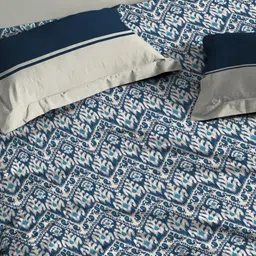 MYTRIDENT Urban Comfort Blue Printed Pure Cotton 144 TC Double Bedsheet Set 2.54 x 2.28 m image 2