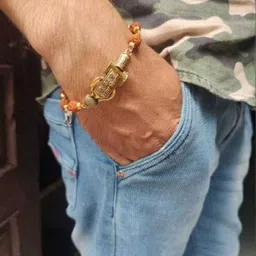 Divine souvenirs Unisex Gold Plated Artificial Beaded Wraparound Bracelet image 2
