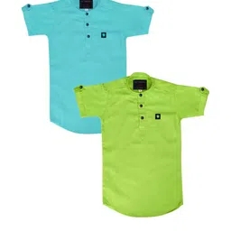 OJ TREND Kids-Boys Blue Kurtas-picture-5