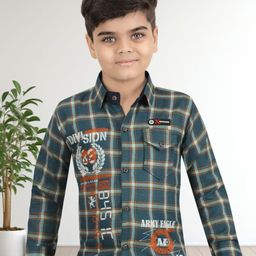 BAESD Boys Classic Regular Fit Spread Collar Typography Printed Cotton Casual Shirt-image-3