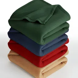 Aura Gold-Toned & Red 4 Pieces Fleece AC Room 150 GSM Blankets-picture-11