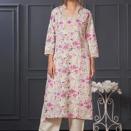 BulBul Women Floral Printed Cotton Kurta with Trousers-picture-20