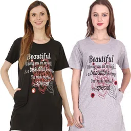 AANVI KURTI Women Typography 2 Printed Pockets 1 T-shirt-picture-31