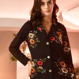 IUGA Women Floral Printed V-Neck Button Shrug-image-73