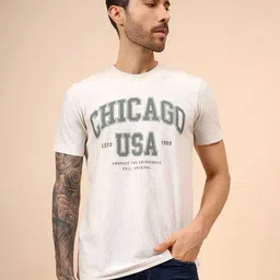 Cantabil Typography Printed Round Neck Short Sleeves Regular Fit T-shirt image 3