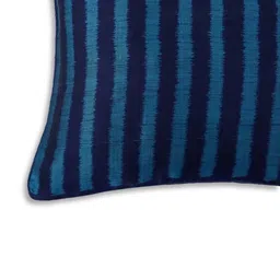 Fabindia ikat Blue Striped Printed Woven Design Silk Square Shaped Cushion Cover-image-60