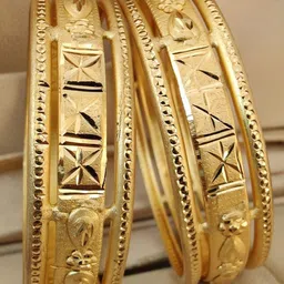 CARAPACE Set Of 2 Gold-Plated Brass Bangles image 2