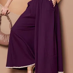 OTABU Women Printed Relaxed Flared Wrinkle Free Slip-On Trousers-image-94