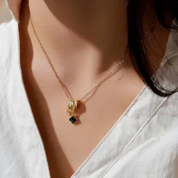SALTY Cloverte Artificial Stones Studded Pendants With Chains-image-5