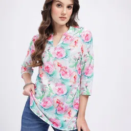 Anouk Rustic Floral Printed Mandarin Collar Straight Kurti-picture-38