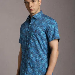 Louis Philippe Sport Slim Fit Floral Printed Spread Collar Pure Cotton Shirt image 2