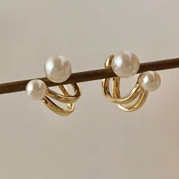 PolluxCraft Korean Gold-Plated Pearls Studded Contemporary Studs-picture-40