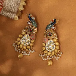 PANASH Peacock Shaped Drop Earrings image 1