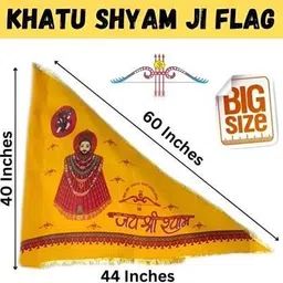 Jai Shri Khatu Shyam Ji Flag 38x60" | Triangle Baba Shyam Khatu Nishaan Triangle Outdoor Flag-image-66