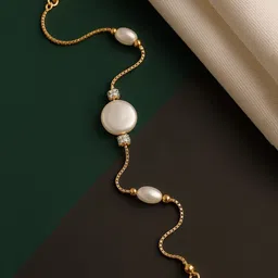 ATIBELLE Gold-Plated Artificial Stones Studded & Beaded Wraparound Bracelet-picture-30