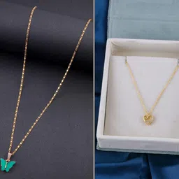 SZN Set Of 2 Gold-Plated Butterfly Shaped Pendants With Chains-image-87