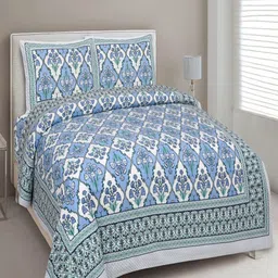 Bombay Spreads Blue & Grey Floral 180 TC King Bedsheet with 2 Pillow Covers-picture-30